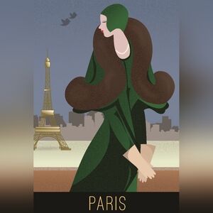 Vintage Art Deco Travel Poster - Paris